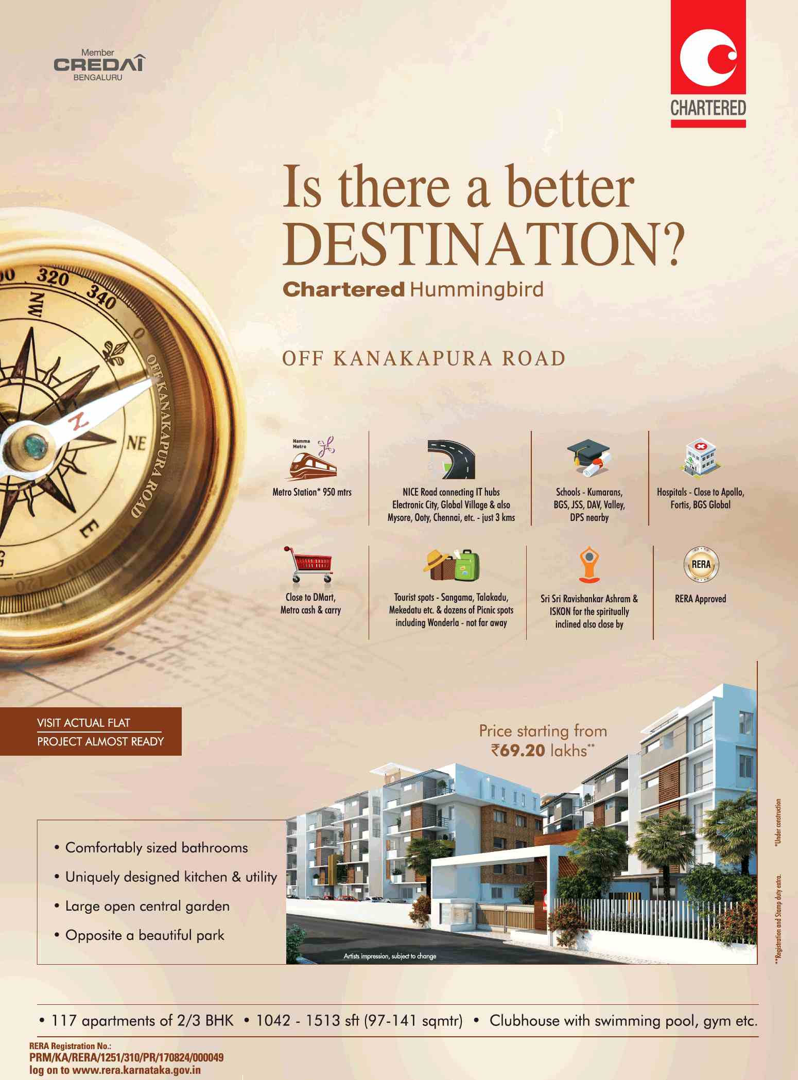 Book home with best destination @ Rs 69.20 Lakh at Chartered Hummingbird in Bangalore Update